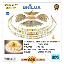 LED Strip Brilux SMD 5050 Mata Besar | IP 65 - Outdoor - Warm White / Putih Kuning